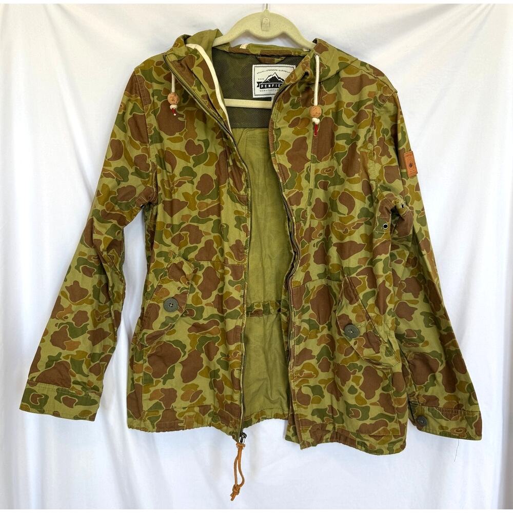 Men's Small Penfield GIbson Waxed Cotton Hooded Green Camo Jacket, Windproof - Picture 3 of 6